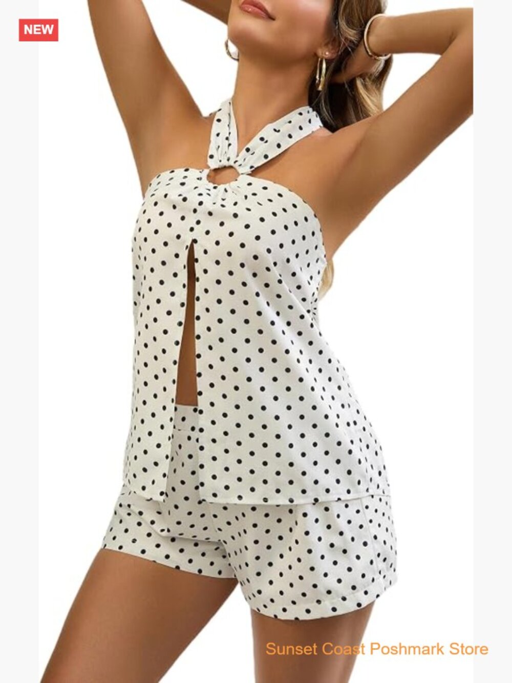 2 Piece Short Sets for Women Sleeveless Criss Cross Halter Top Matching Shorts